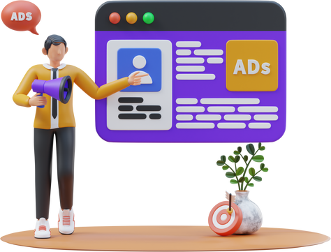 3d Digital Marketing Ads Illustration